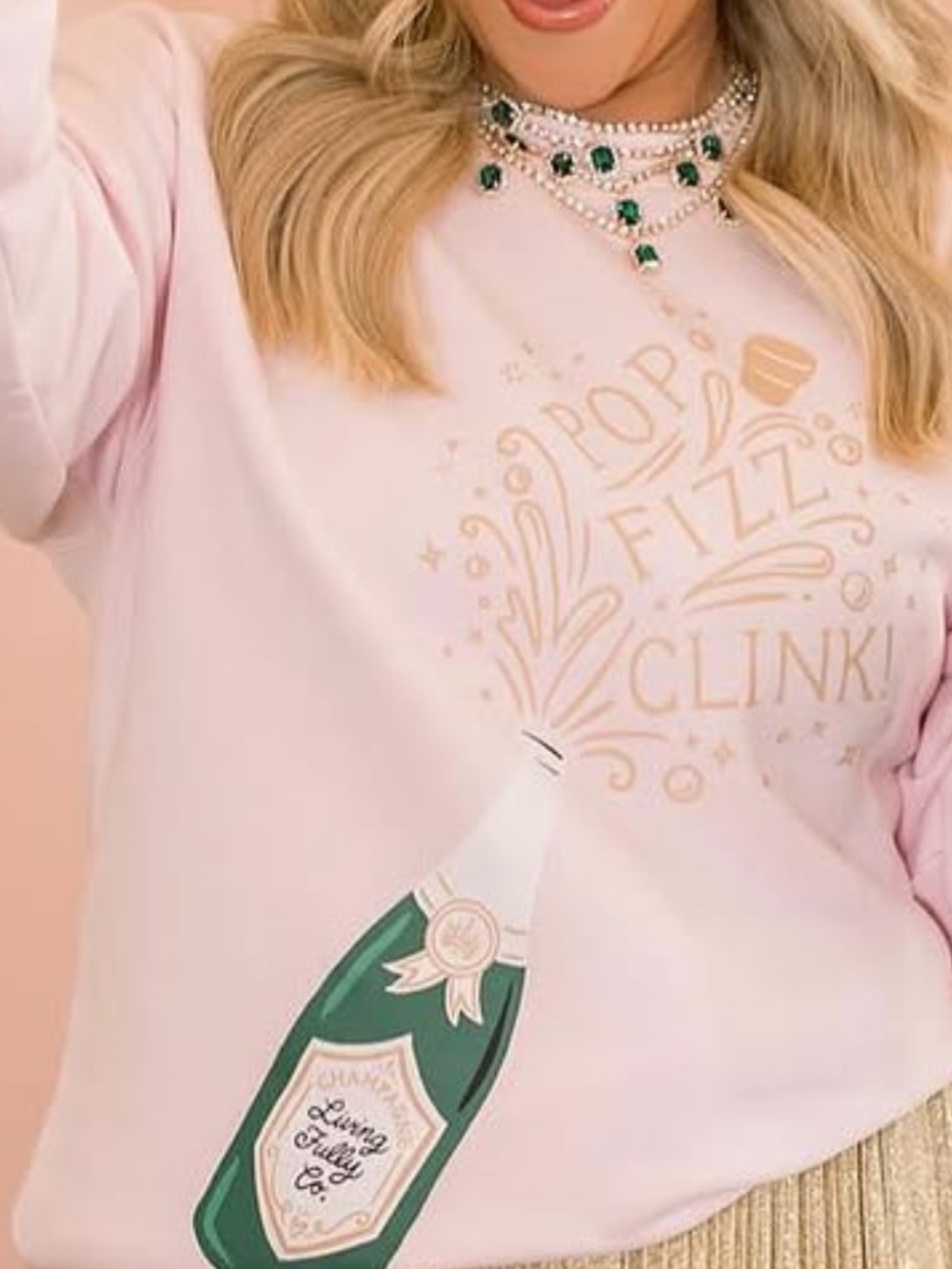 Women's Pink Champagne Graphic Sweatshirt